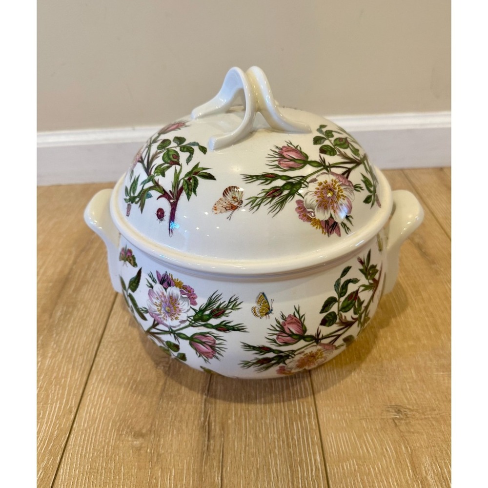 Portmeirion Vtg 1972 Botanic Garden 4 QT Covered Casserole Dish Iconic Dog Rose